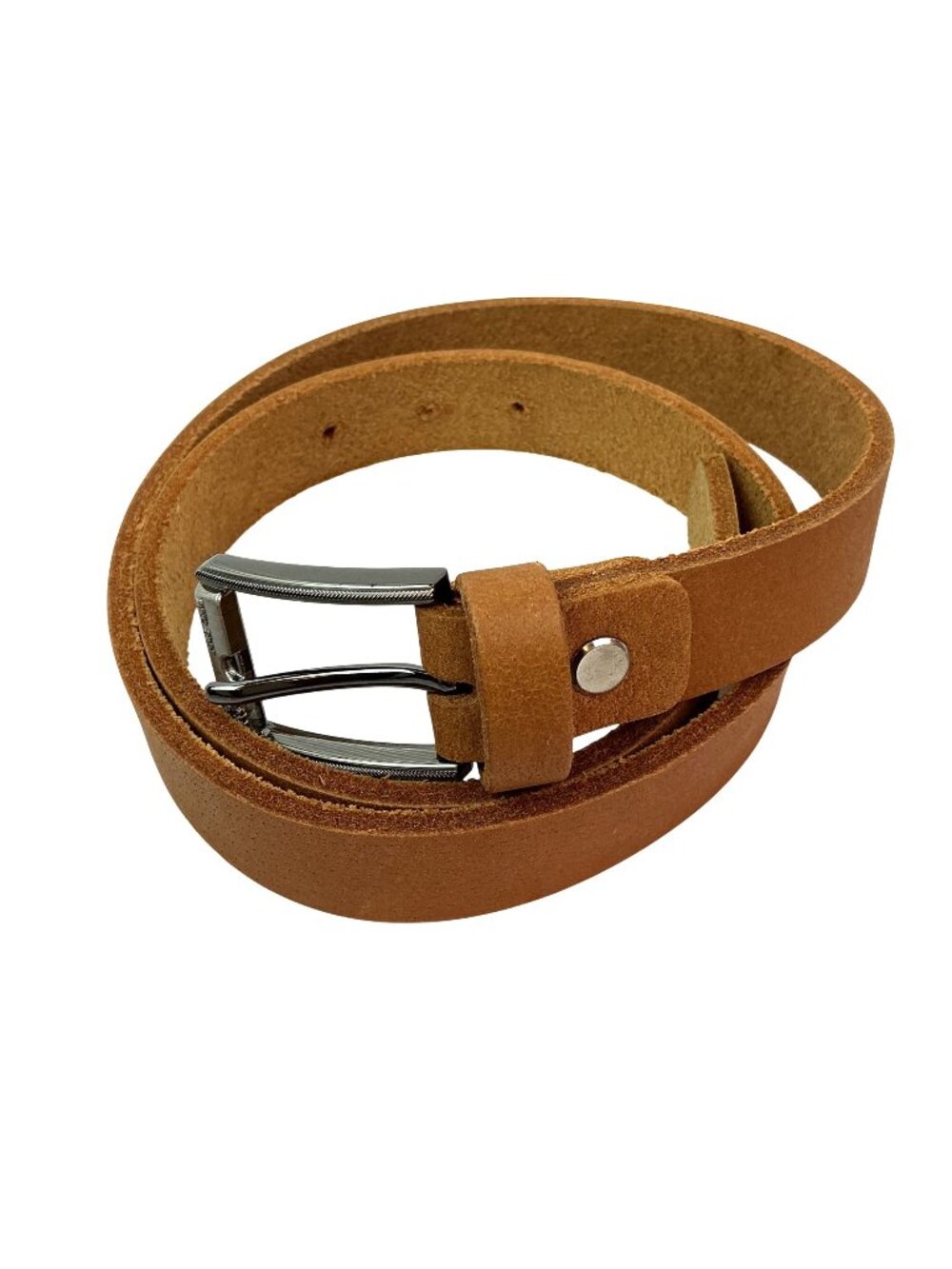 New Beverly Hills Polo Club Thick Leather Belt Silver Logo Buckle Womens 24 Cogn